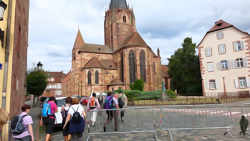 Wissembourg, Stiftskirche St. Peter und Paul, in Wasserfarbe