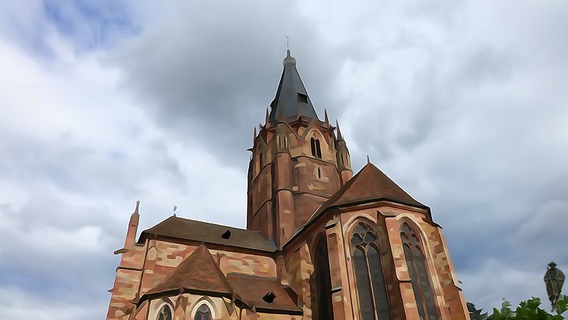 Wissembourg, Stiftskirche St. Peter und Paul, in Wasserfarbe